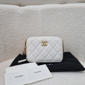 Brand New Chanel White Caviar Leather Mini Sling Bag