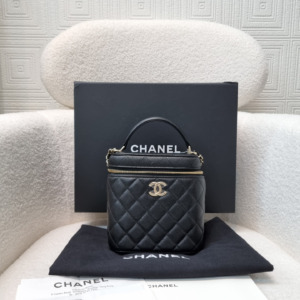 Kept Unused Chanel Black Vanity Caviar Vanity Bag