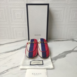 Gucci Red/White/Blue Fabric Loafers