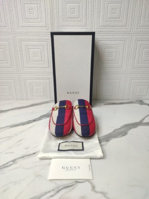 Gucci Red/White/Blue Fabric Loafers