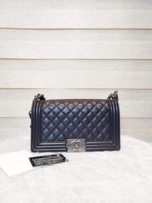 Chanel Le Boy Black Old Medium Ruthenium Hardware Series 20