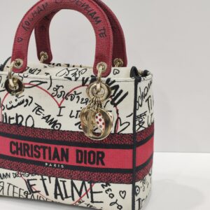 christian dior lady d lite graffiti amour medium canvas