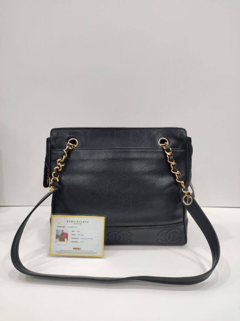 chanel black triple cc long chain shoulder bag ghw series 4