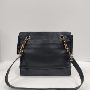 chanel black triple cc long chain shoulder bag ghw series 4