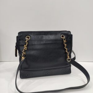 chanel black triple cc long chain shoulder bag ghw series 4