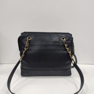 chanel black triple cc long chain shoulder bag ghw series 4