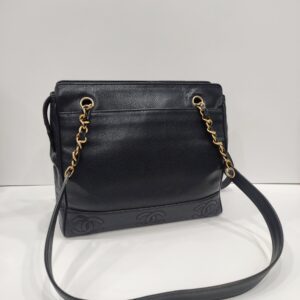 chanel black triple cc long chain shoulder bag ghw series 4