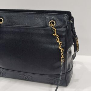 chanel black triple cc long chain shoulder bag ghw series 4