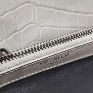 ysl college medium grey embossed croc