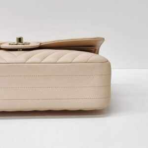 chanel medium double flap chevron caviar beige lghw series 31