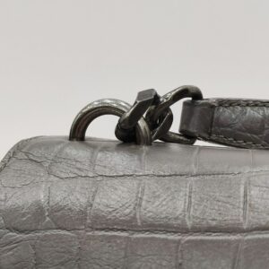 ysl college medium grey embossed croc