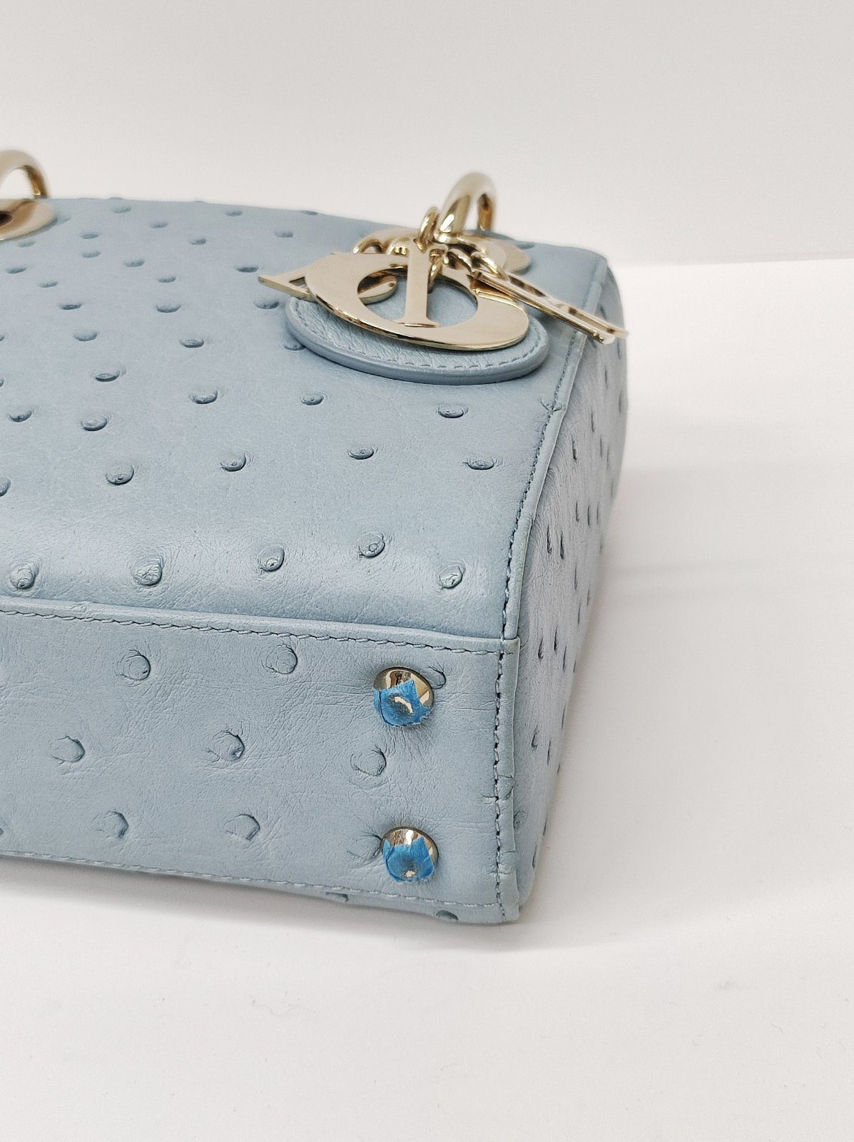 dior mini lady dior ostrich blue lghw dior mini lady dior ostrich blue lghw