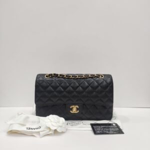 chanel double flap medium caviar leather ghw series 31