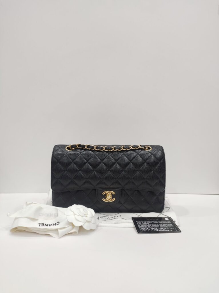 chanel double flap medium caviar leather ghw series 31