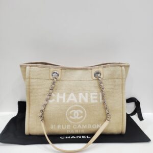chanel small deauville beige shw microchipped