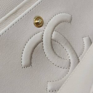 chanel medium double flap chevron caviar beige lghw series 31