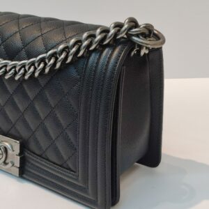 chanel leboy old medium black caviar rhw series 30