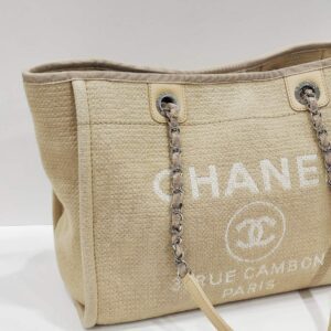 chanel small deauville beige shw microchipped