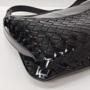 bottega veneta patent flap hobo bag