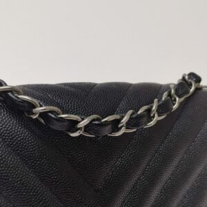 chanel chevron mini rectangle black caviar rhw series 24