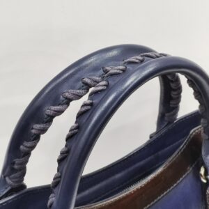 balenciaga city motorcyle dark blue/black glossy leather