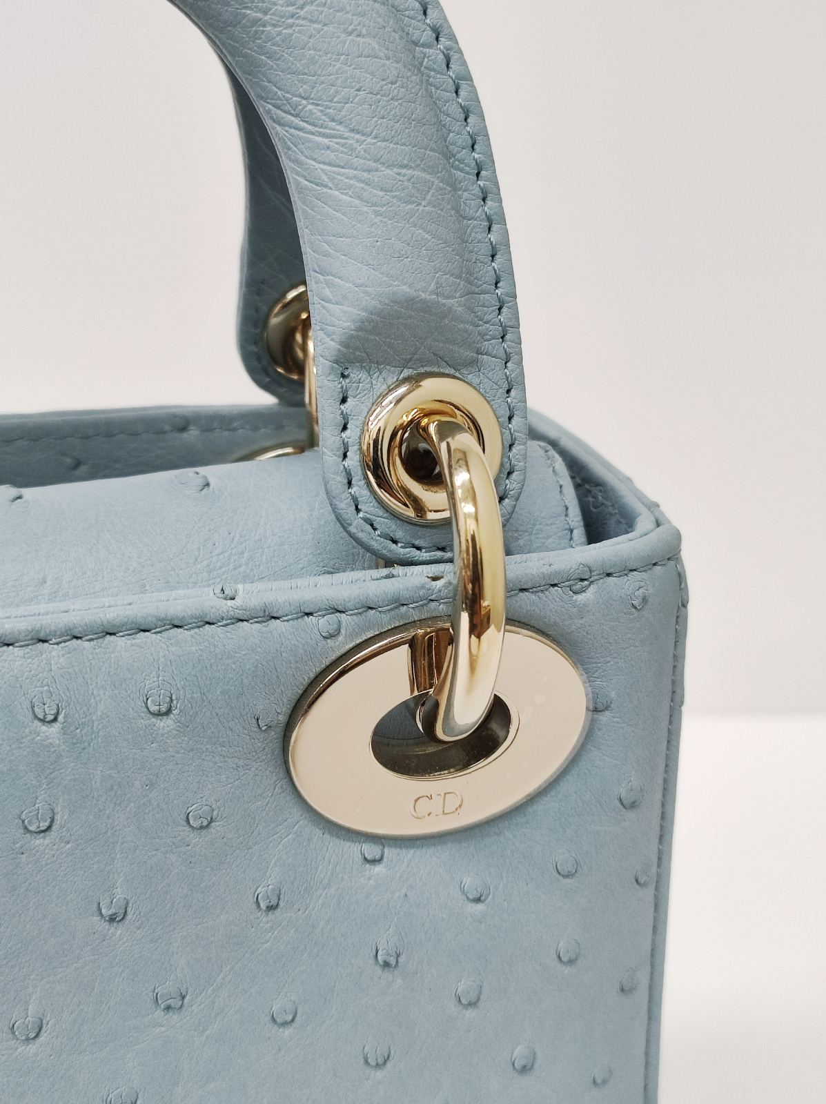 dior mini lady dior ostrich blue lghw dior mini lady dior ostrich blue lghw