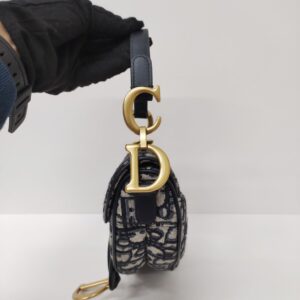kept unused christian dior mini saddle oblique blue ghw