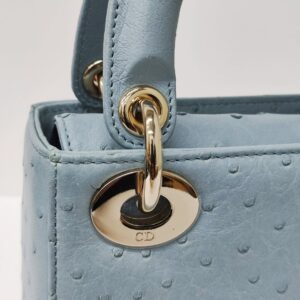 dior mini lady dior ostrich blue lghw