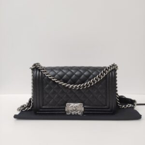 new kept unused chanel leboy old medium caviar black rhw microchipped