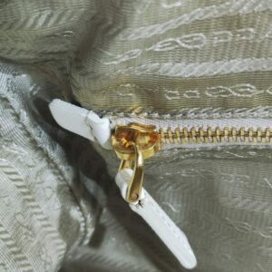 prada white/pink perforated boston bag