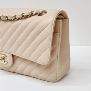 chanel medium double flap chevron caviar beige lghw series 31