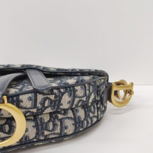 kept unused christian dior mini saddle oblique blue ghw