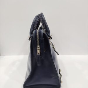balenciaga city motorcyle dark blue/black glossy leather
