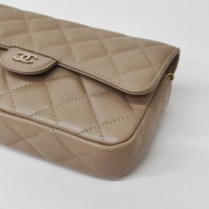 chanel woc dark beige caviar ghw microchipped