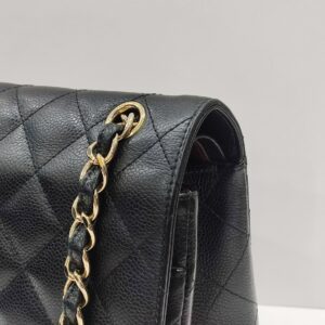 chanel double flap jumbo caviar leather black ghw series 18