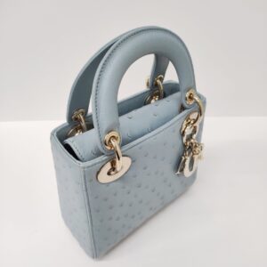 dior mini lady dior ostrich blue lghw