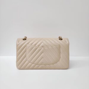 chanel medium double flap chevron caviar beige lghw series 31