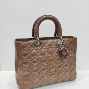 lady dior large patent brown shw