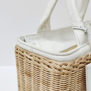 prada medium wicker and linen blend tote bag