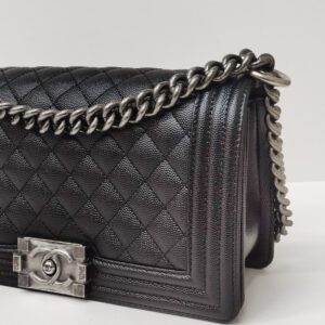 new kept unused chanel leboy old medium caviar black rhw microchipped