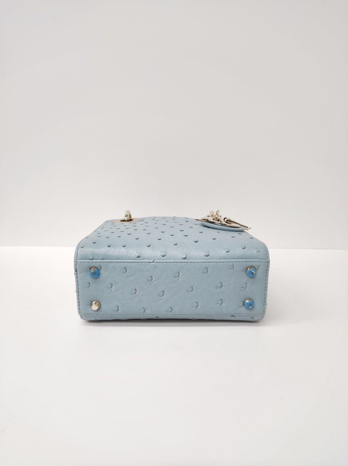 dior mini lady dior ostrich blue lghw dior mini lady dior ostrich blue lghw