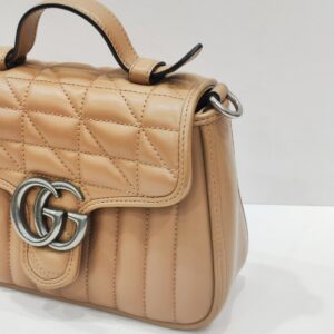gucci gg marmont top handle bag beige small