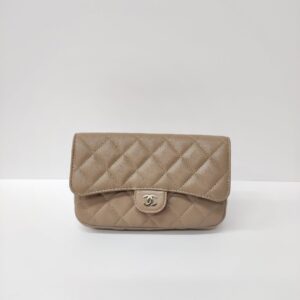 chanel woc dark beige caviar ghw microchipped