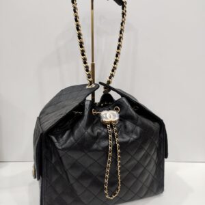 chanel c25 medium black caviar leather ghw