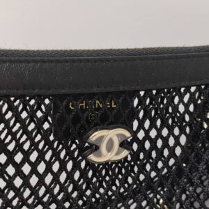 chanel mesh clutch with chain microchipped lambskin black ghw