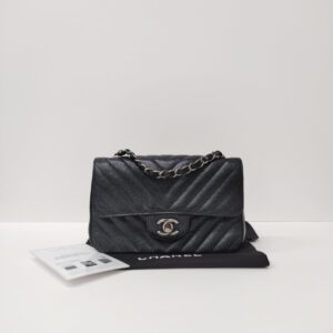 chanel chevron mini rectangle black caviar rhw series 24