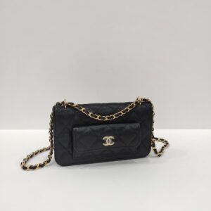 chanel pocket twins woc black caviar leather ghw
