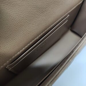 chanel kelly clutch top handle tan caviar microchipped