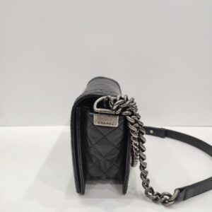 chanel leboy old medium black calfskin leather rhw series 19