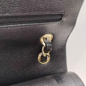 chanel double flap jumbo caviar leather black ghw series 18